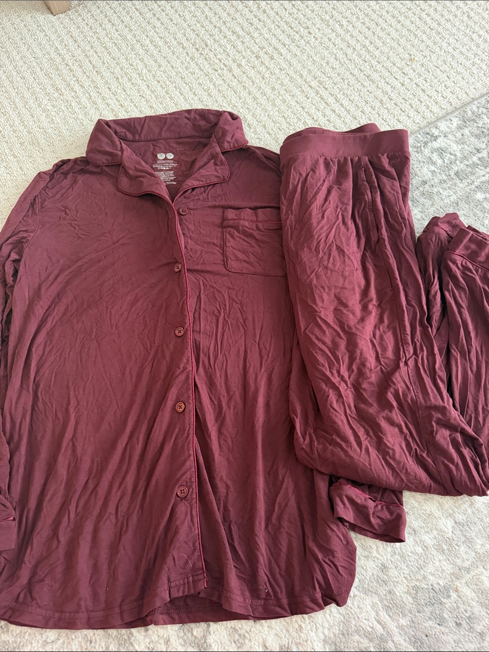 Kindred Bravely Burgundy Long Sleeve Button Pajama Set